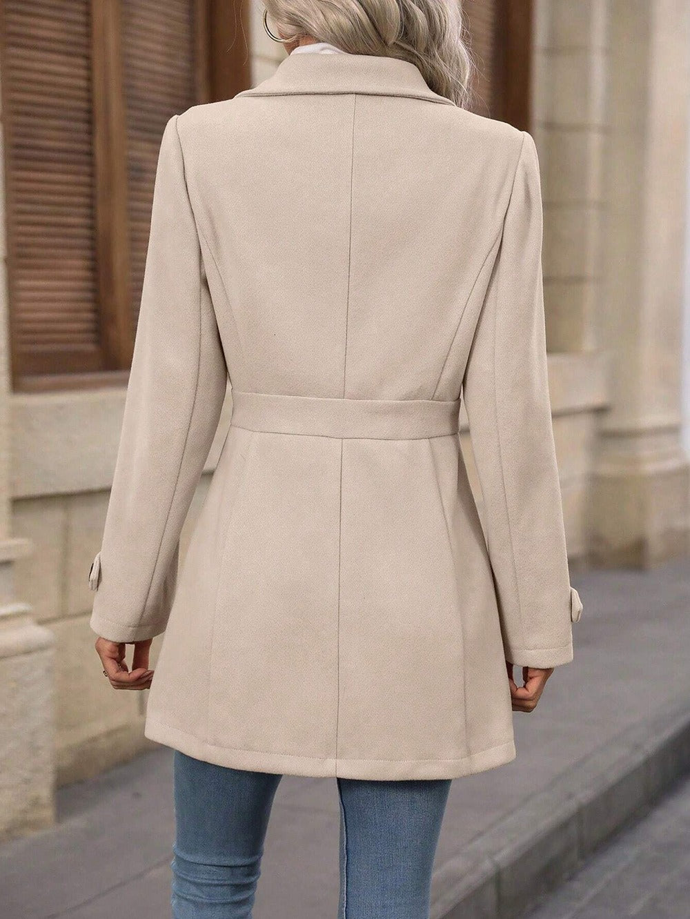 Millie | Wool Blend Mid Length Coat with Button Front