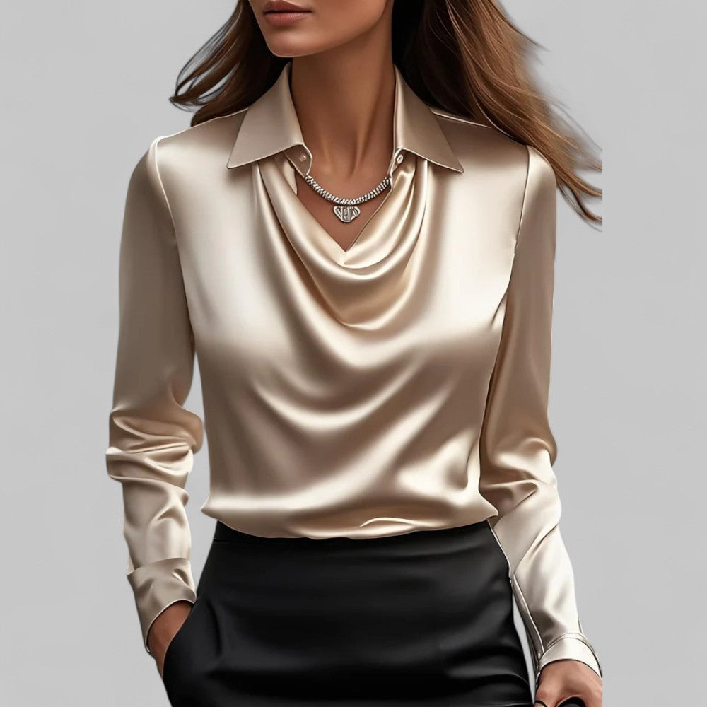 Vivian | Satin Draped Neck Blouse