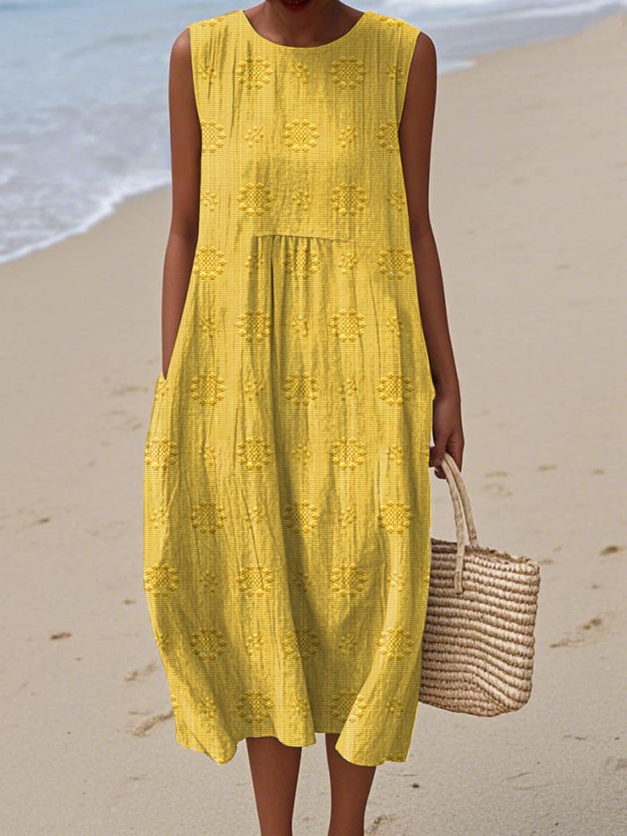 Charlotte | Sleeveless Cotton Midi Dress with Pockets
