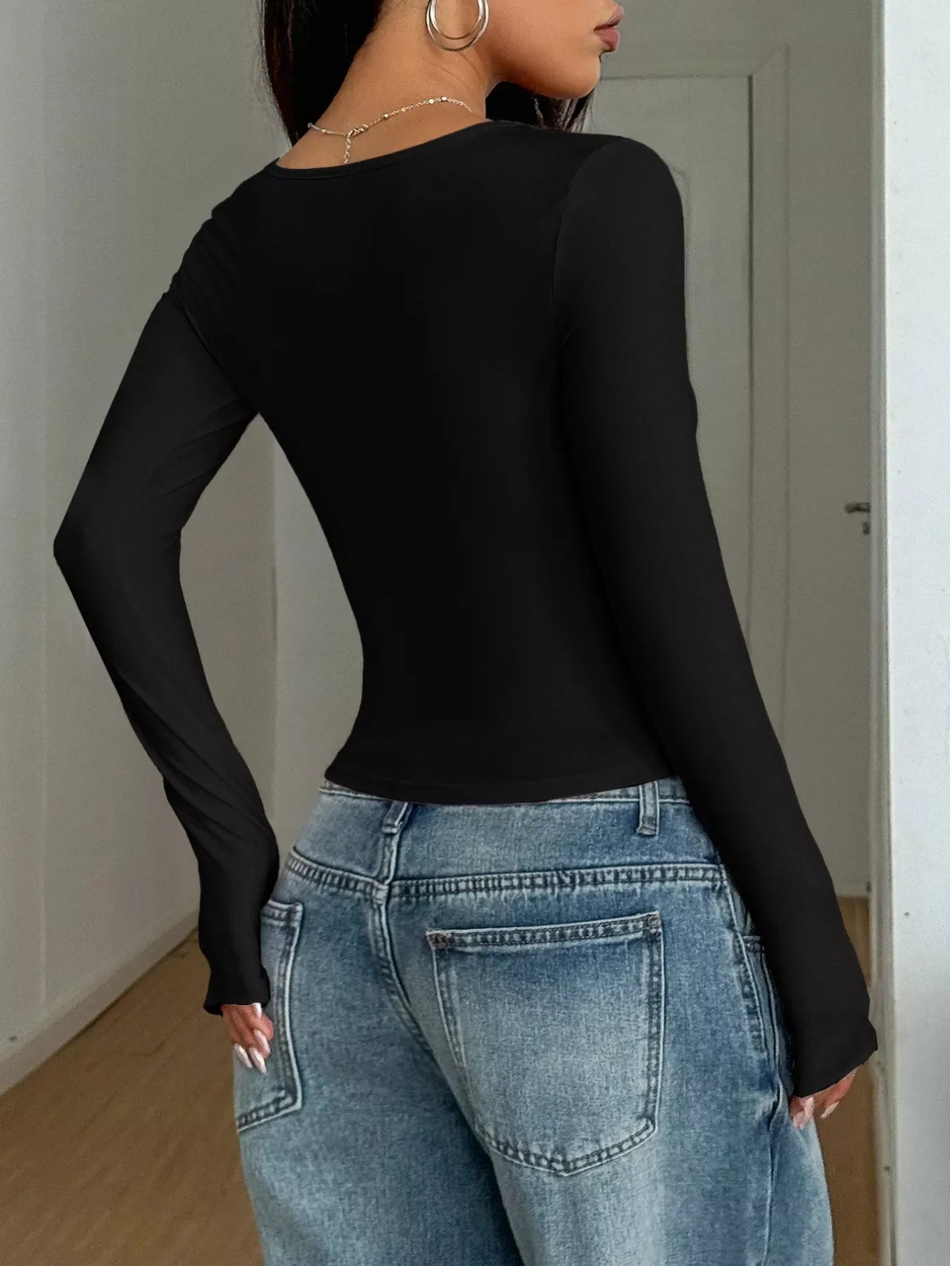 Elise | Square Neck Long Sleeve Top