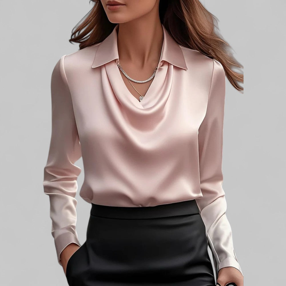 Vivian | Satin Draped Neck Blouse