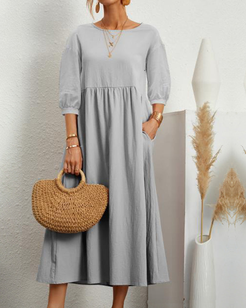 Florence | Midi Dress with Pockets and 3/4 Sleeves