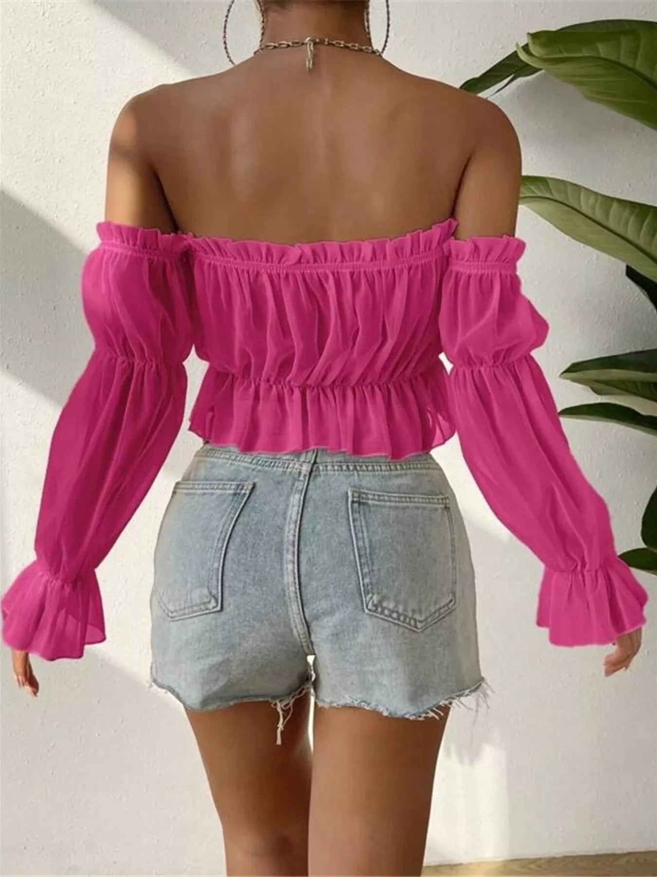 Geneva | Off Shoulder Ruffle Crop Blouse