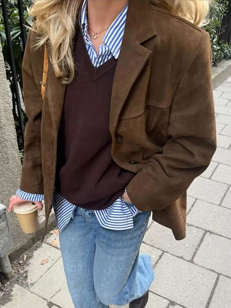 Freya | Oversized Suede Blazer Jacket