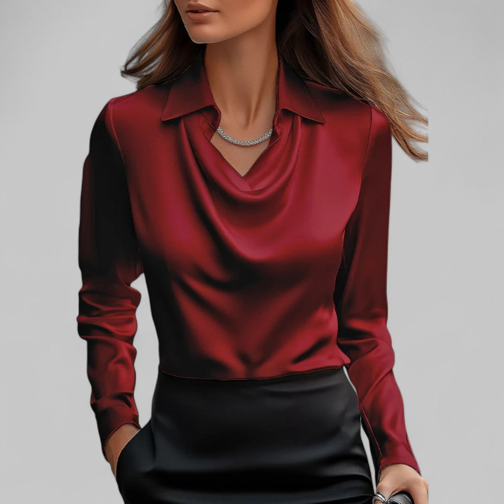 Vivian | Satin Draped Neck Blouse