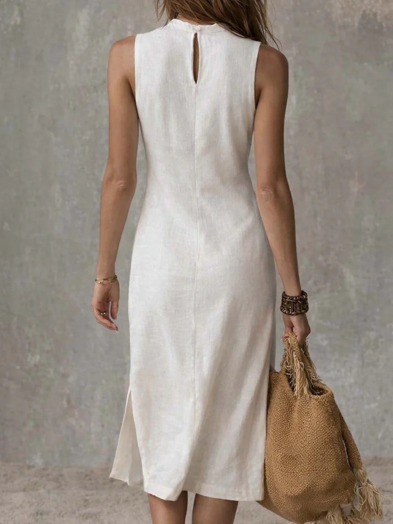 Camille | Sleeveless Mock Neck Midi Dress