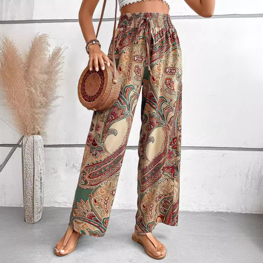 Hannah | Boho Print Wide Leg Trousers