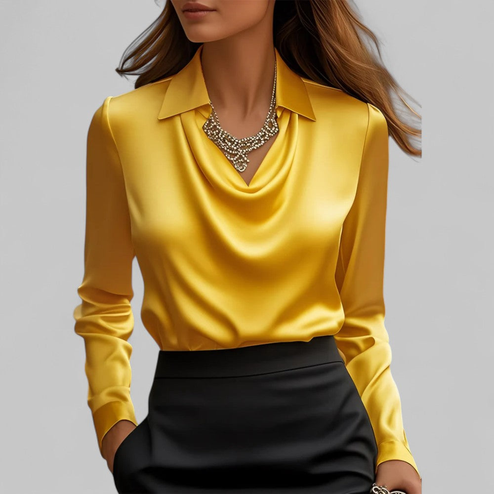 Vivian | Satin Draped Neck Blouse