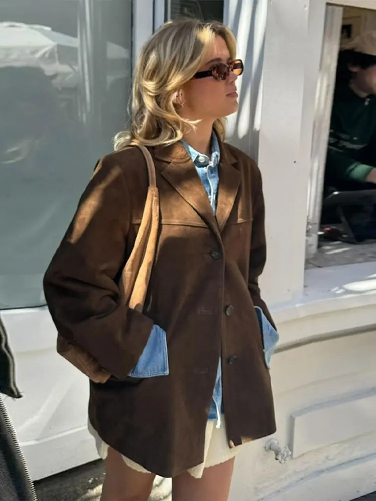 Freya | Oversized Suede Blazer Jacket