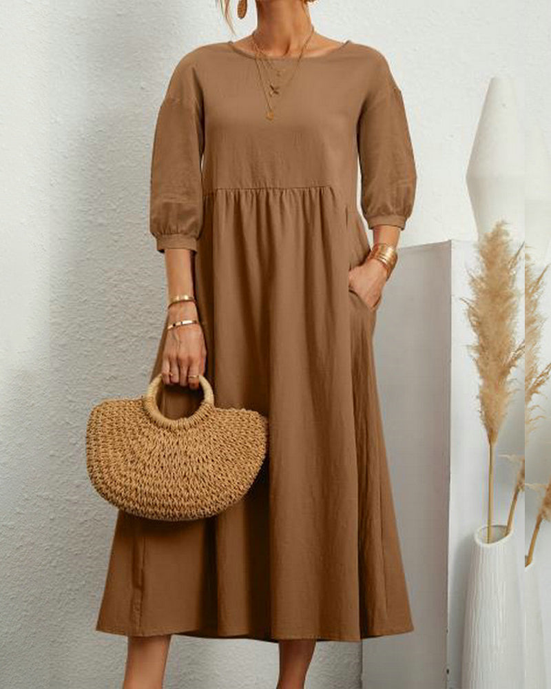 Florence | Midi Dress with Pockets and 3/4 Sleeves