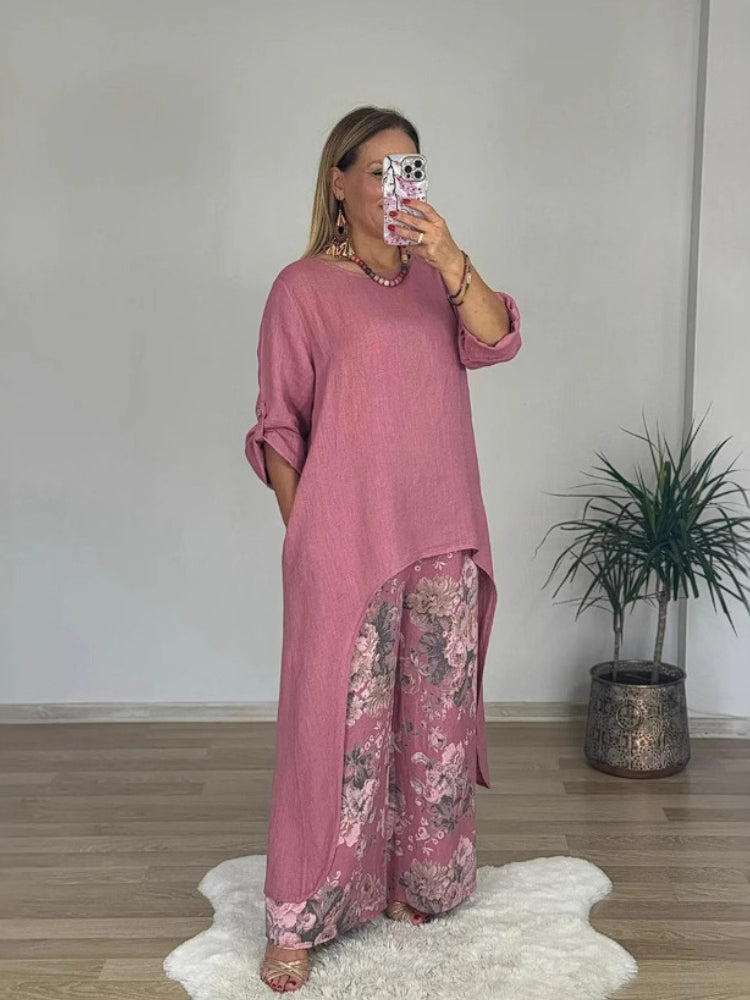 Penelope | Long Sleeve Top & Printed Pants Set