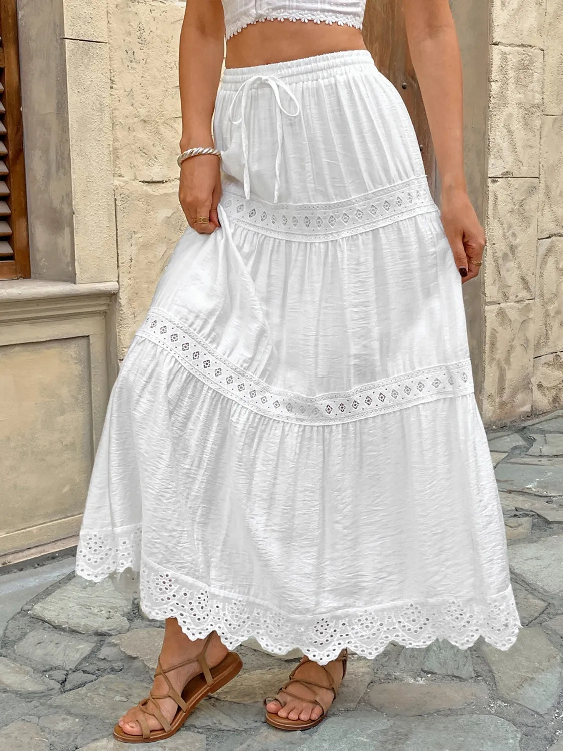 Elena | Lace Tiered Maxi Skirt