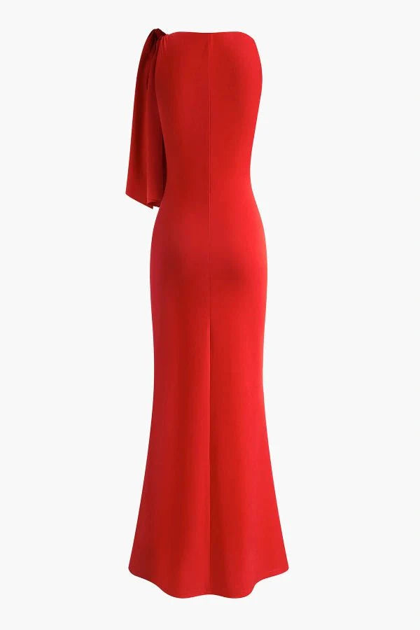 Audrey | Satin Maxi Dress One Shoulder Formal
