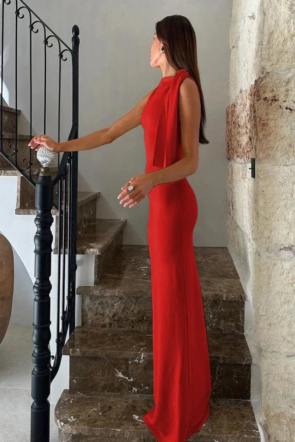 Audrey | Satin Maxi Dress One Shoulder Formal
