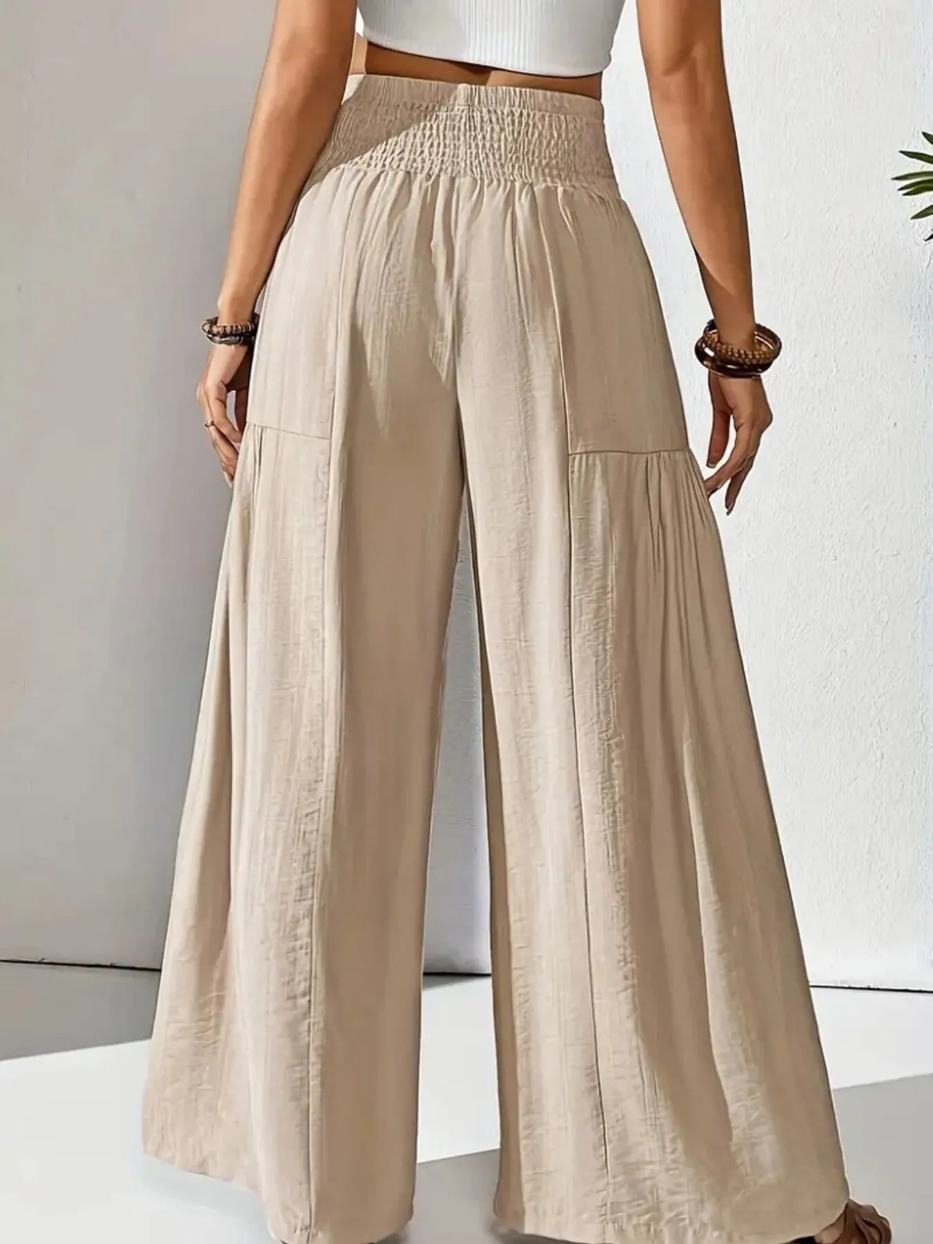 Isabelle | Smocked Waist Wide Leg Trousers