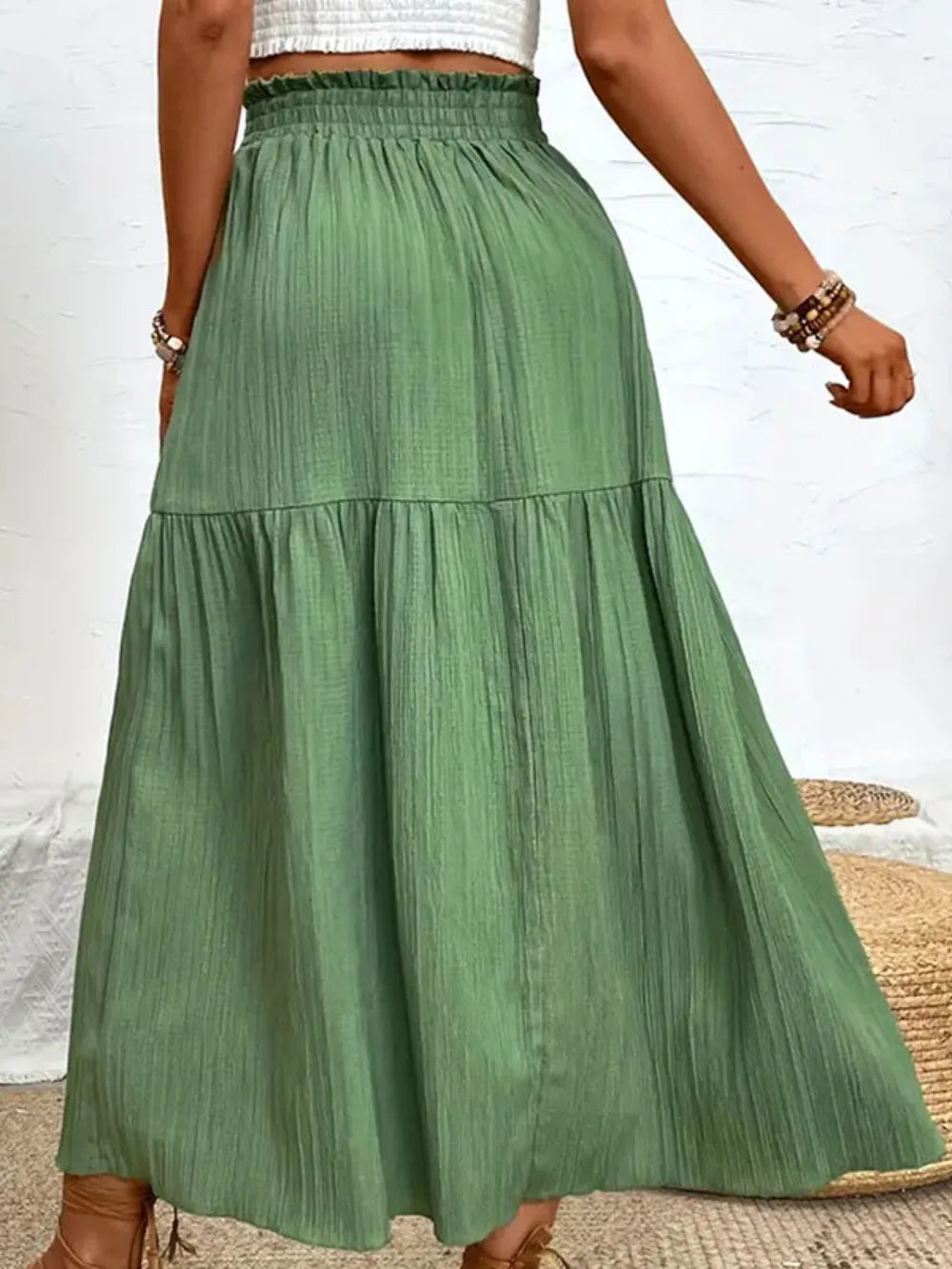 Lila | Tiered High Slit Midi Skirt