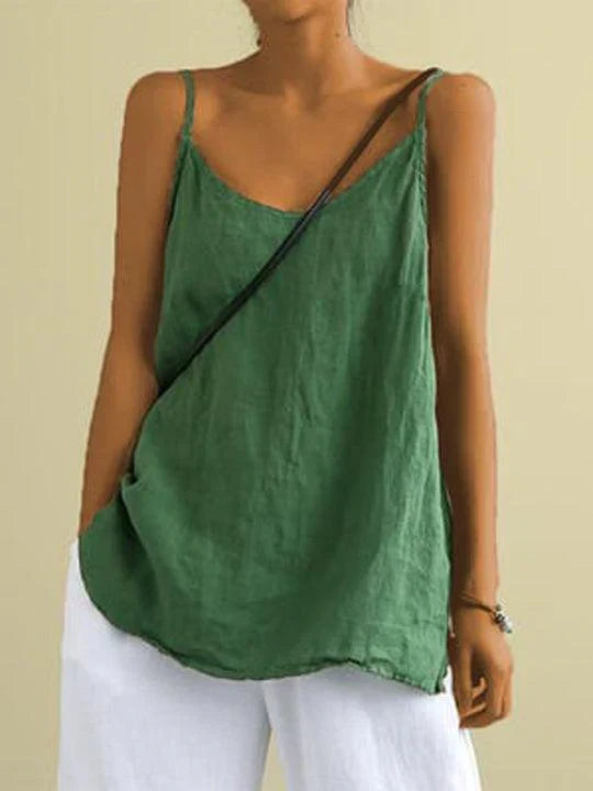 Bella | Spaghetti Strap Linen Blend Top