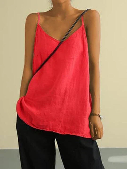 Bella | Spaghetti Strap Linen Blend Top