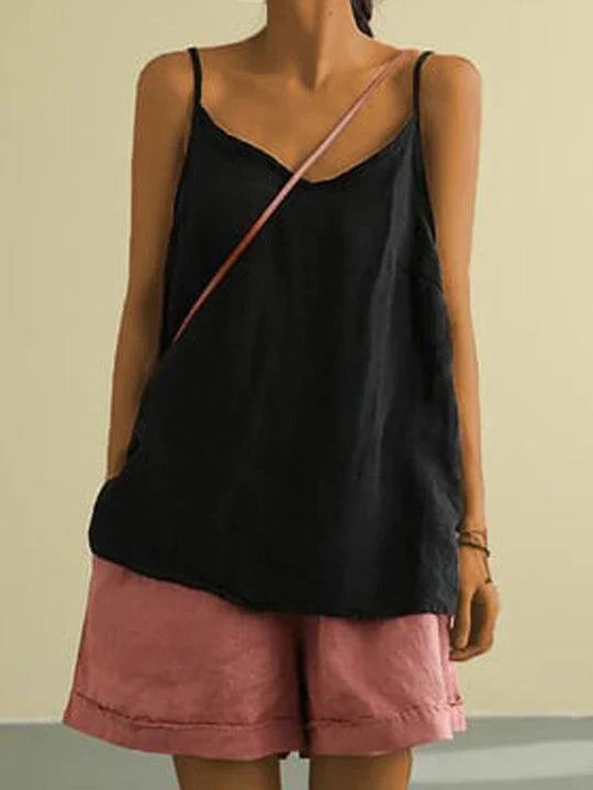 Bella | Spaghetti Strap Linen Blend Top