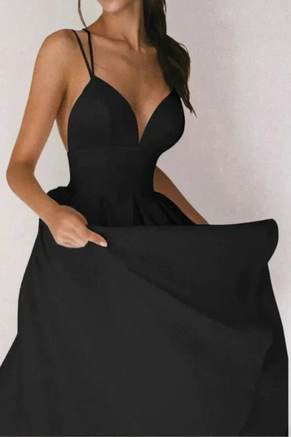 Sienna | Backless Midi Dress Strappy Plunge Neck