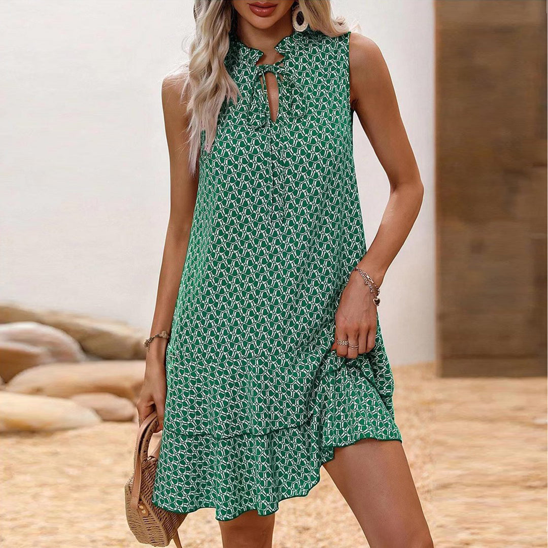 Zinnia | Bohemian Print Ruffle Mini Dress