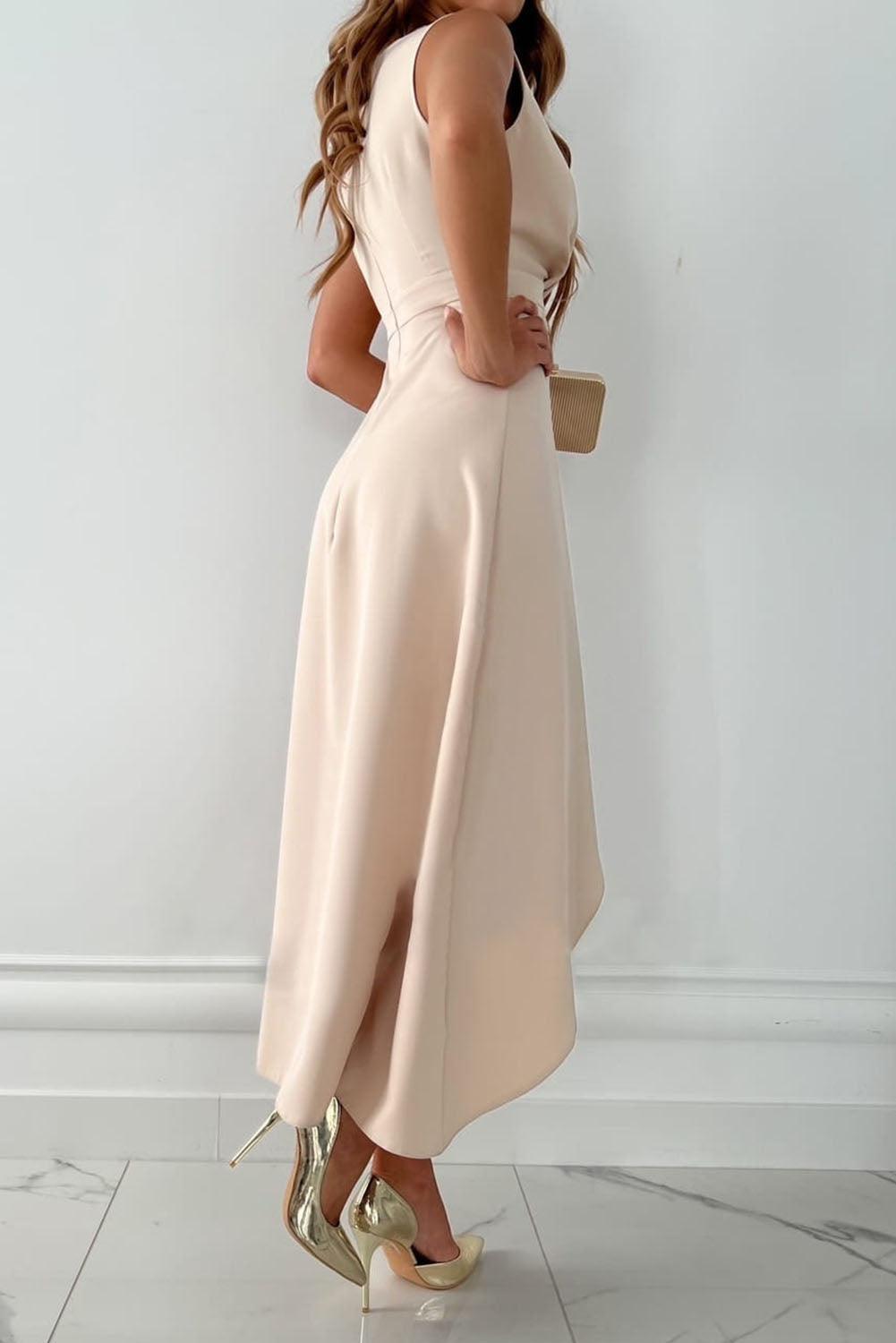 Genevieve | V Neck Ruffle Wedding Guest Dress