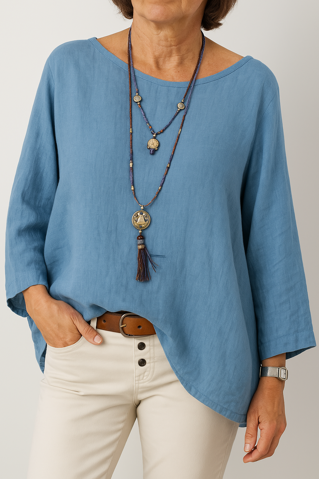 Olive | Oversized Cotton Linen Tunic Top