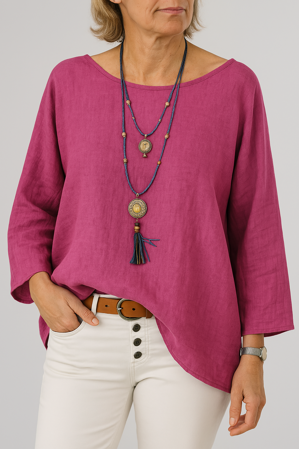 Olive | Oversized Cotton Linen Tunic Top