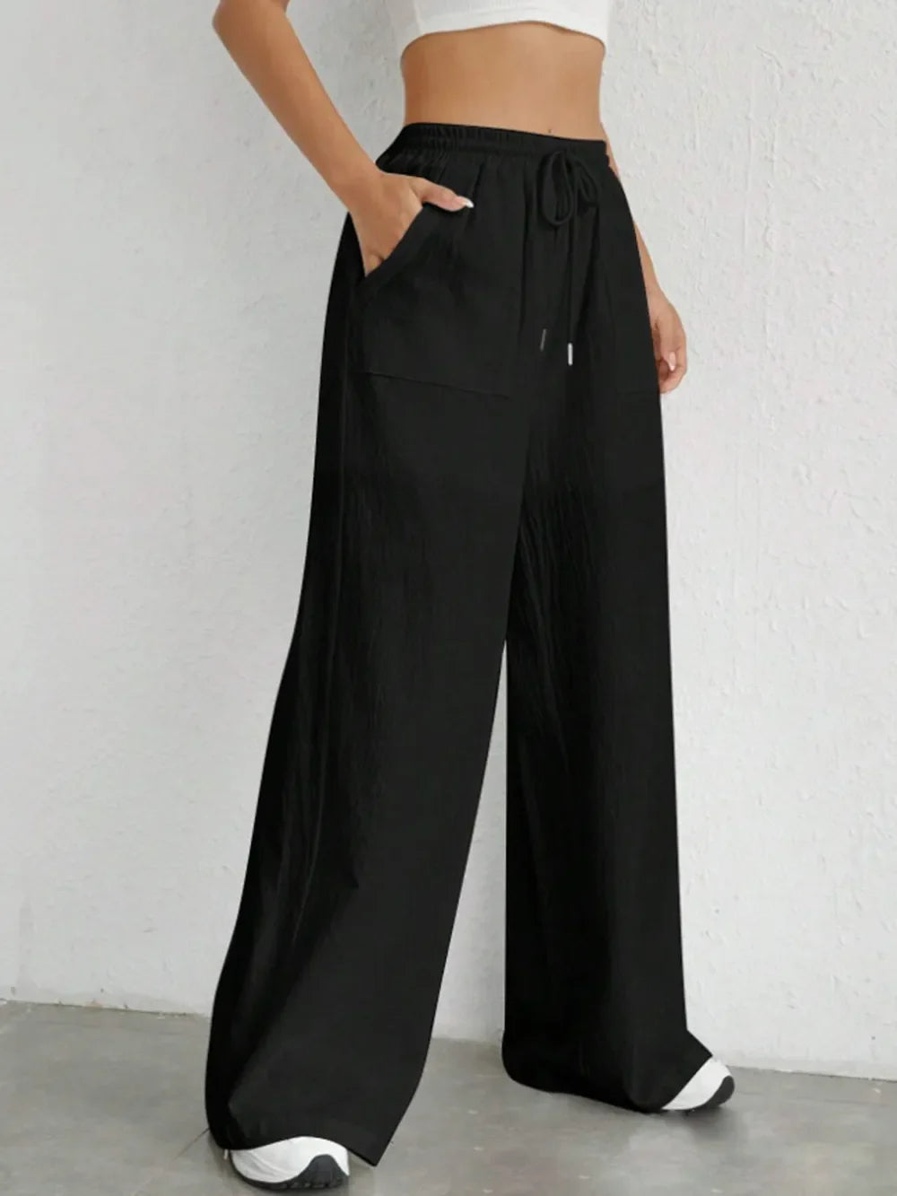 Emily | Drawstring Wide Leg Trousers