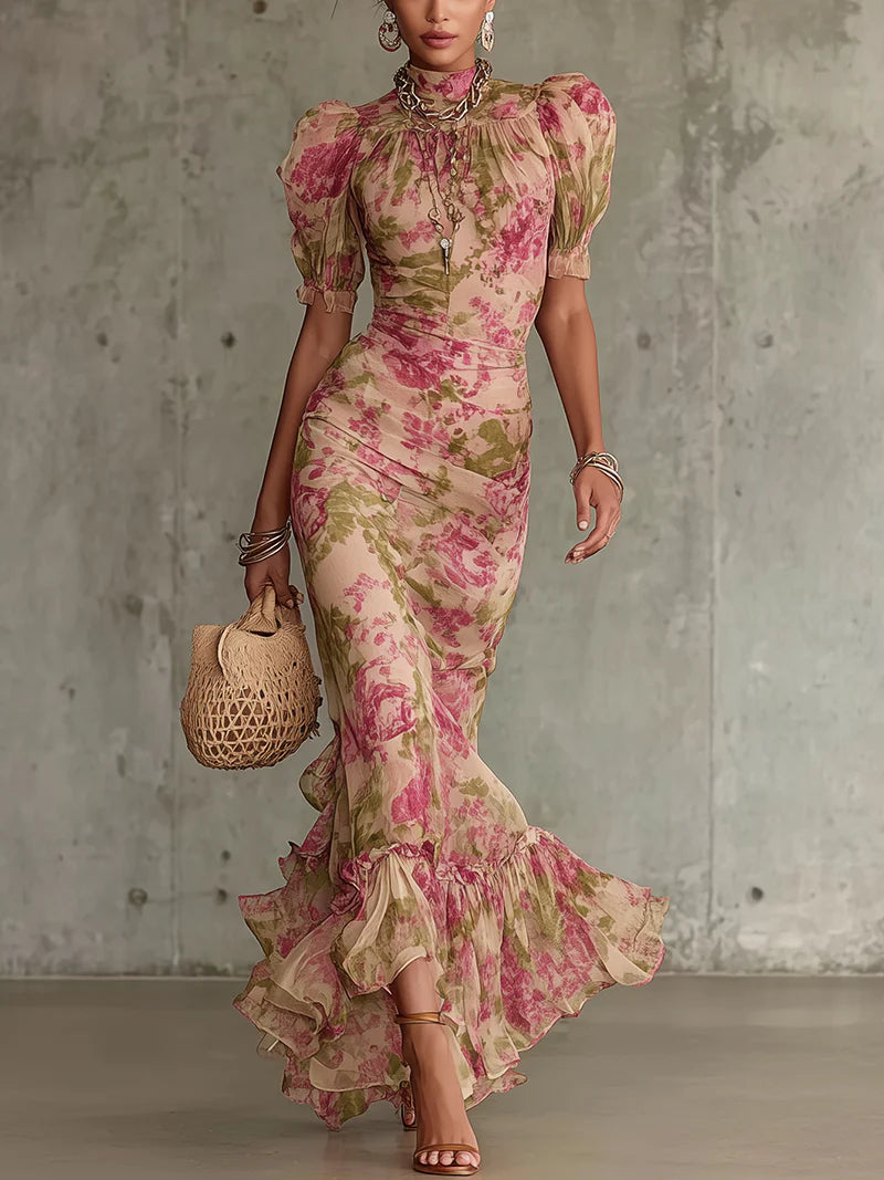 Rosalie | Floral Puff Sleeve Maxi Dress