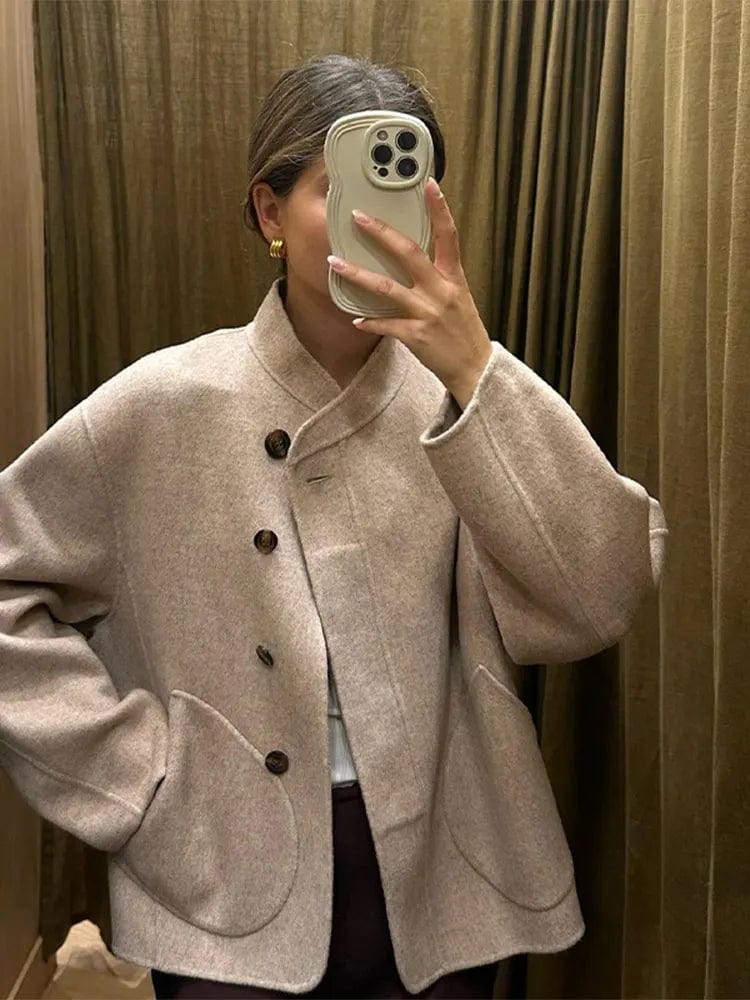 Imogen | Oversized Wool Blend Jacket with Button Front