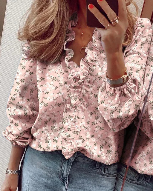 Camille | Ruffle Collar Long Sleeve Blouse