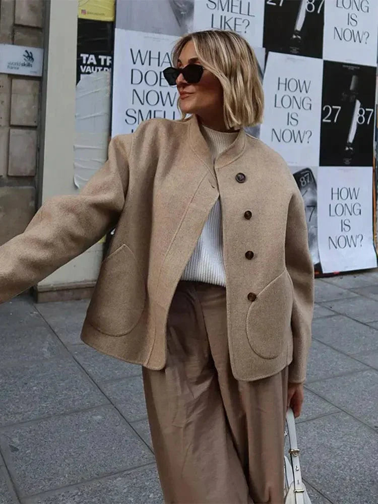 Imogen | Oversized Wool Blend Jacket with Button Front