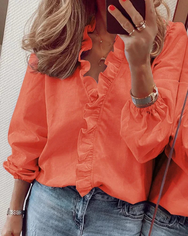 Camille | Ruffle Collar Long Sleeve Blouse