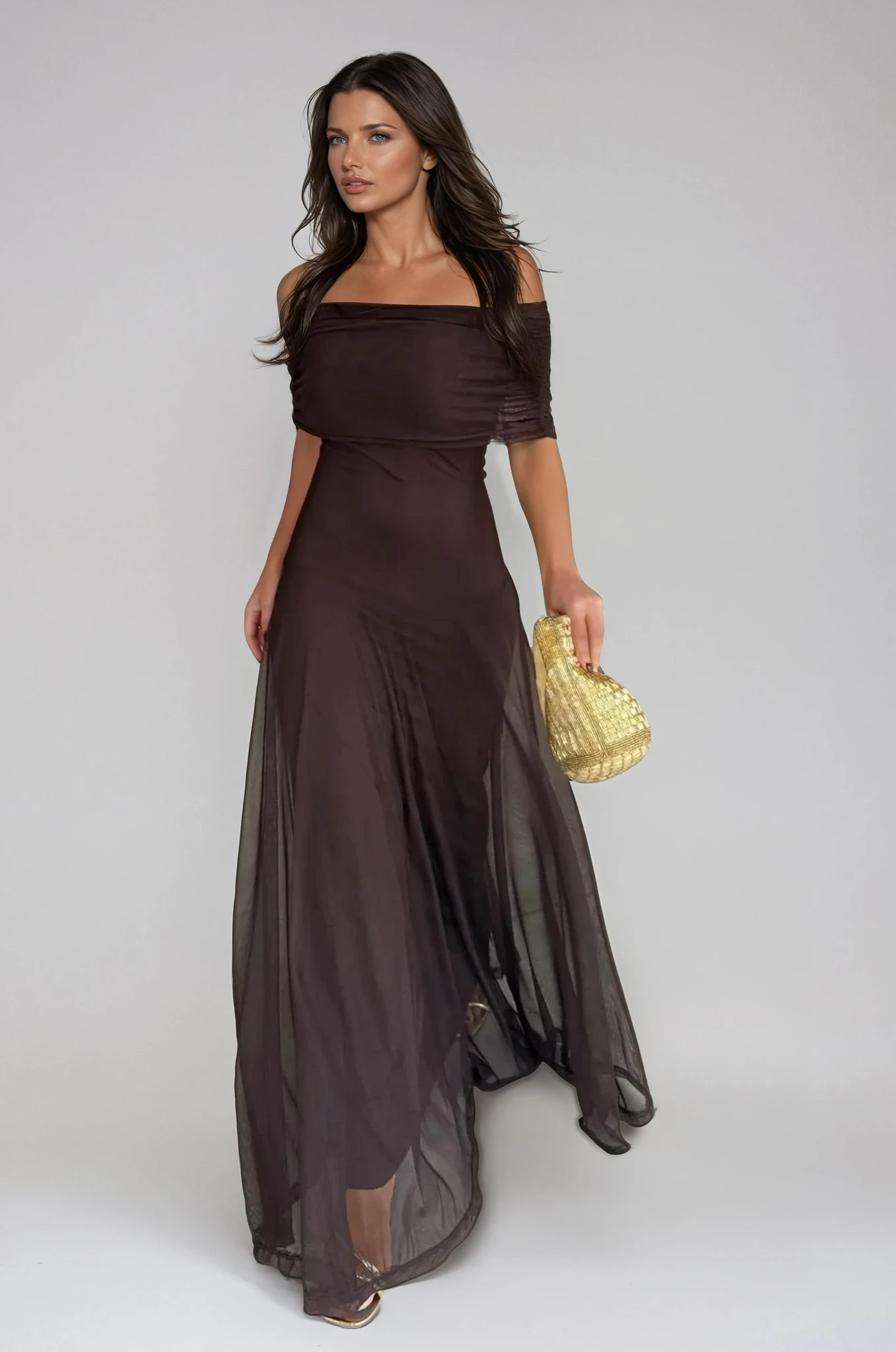 Juliet | Mesh Overlay Formal Maxi Dress
