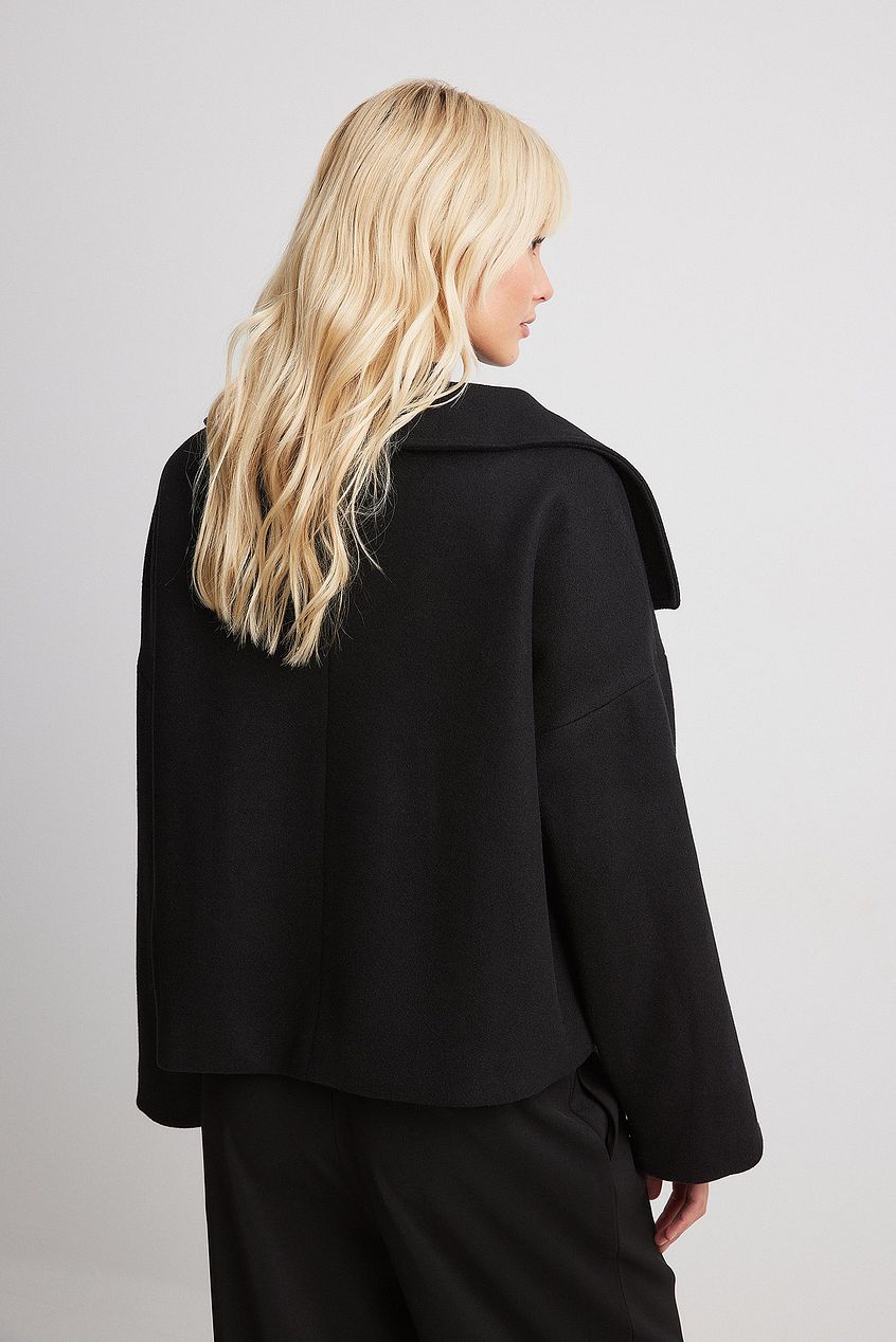 Elsie | Wool Blend Cropped Coat with Double Breasted Front