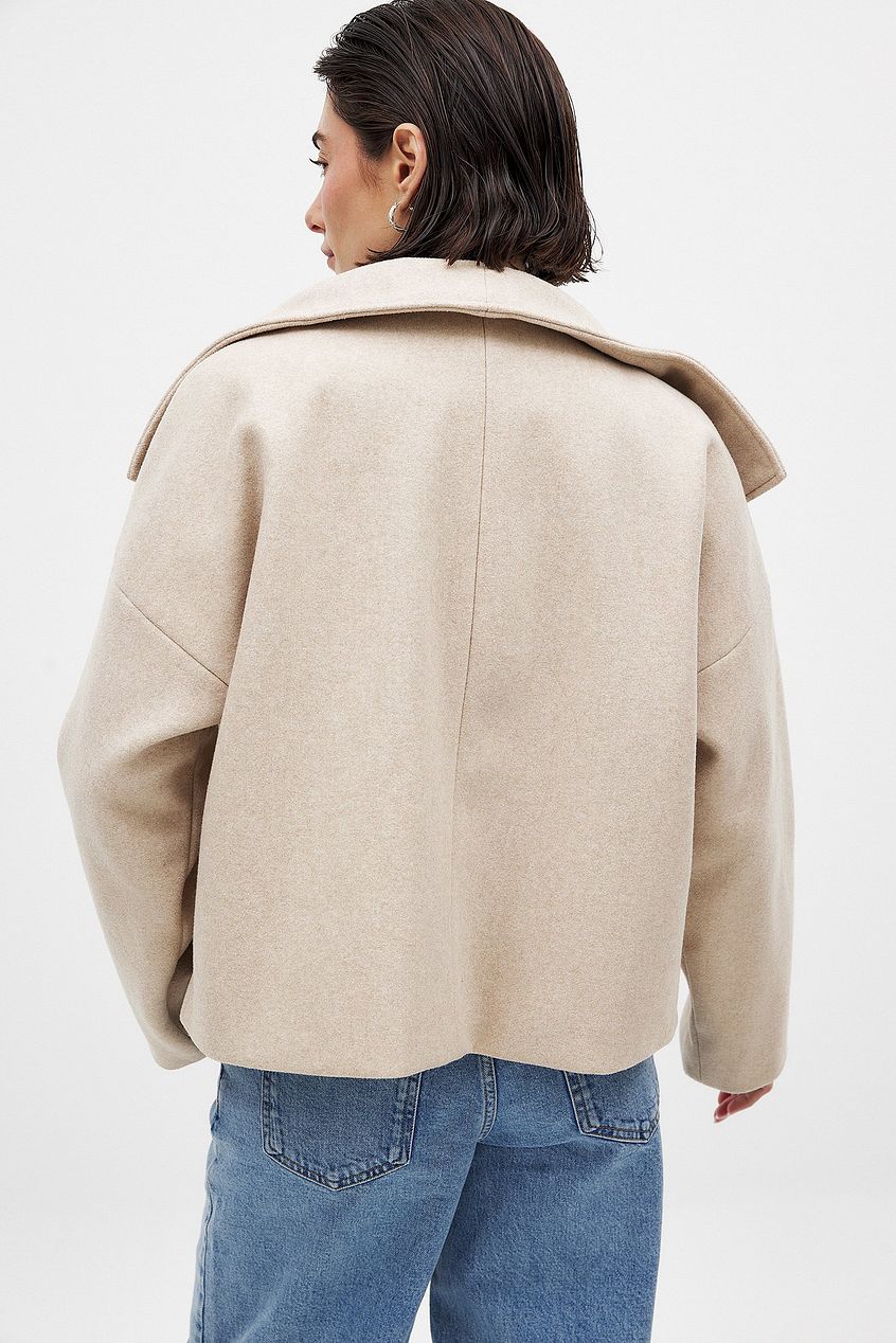 Elsie | Wool Blend Cropped Coat with Double Breasted Front