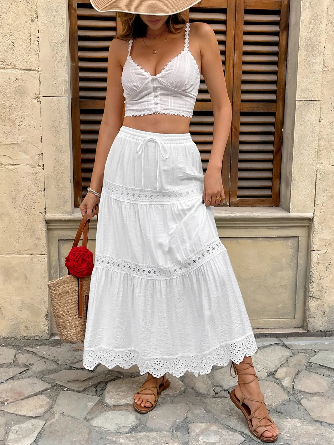 Elena | Lace Tiered Maxi Skirt