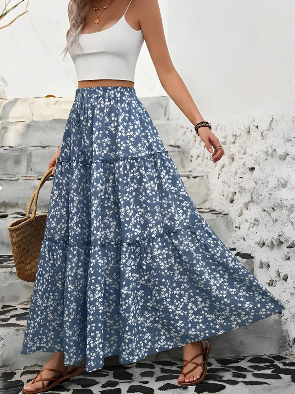 Ruby | Tiered Floral Maxi Skirt