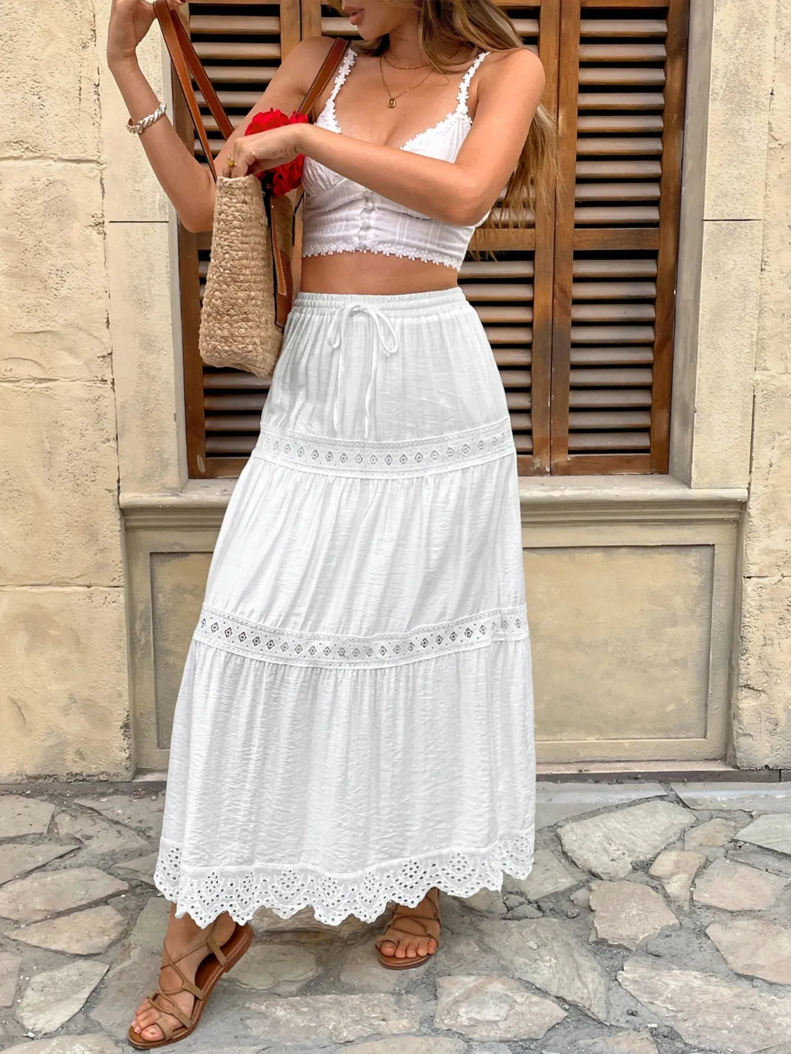 Elena | Lace Tiered Maxi Skirt