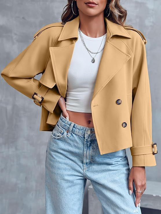 Clara | Cropped Double Breasted Trench Coat