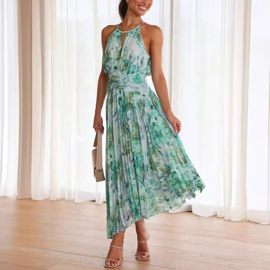 Charlotte | Halter Neck Pleated Wedding Guest Dress