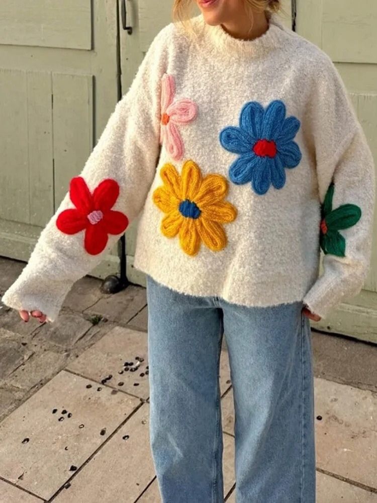 Ruby | Floral Knit Crew Neck Jumper