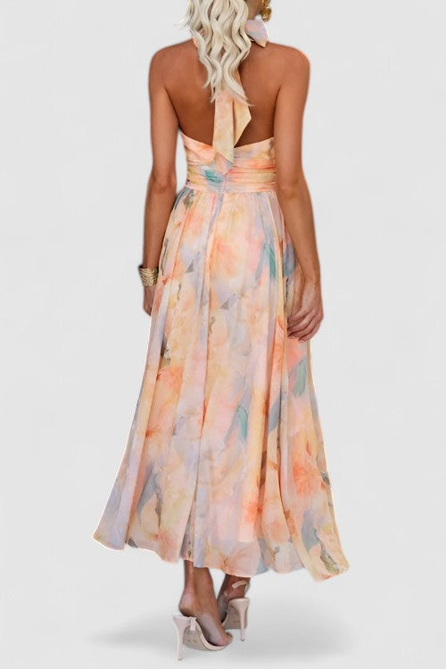 Olivia | Halter Neck Floral Wedding Guest Dress