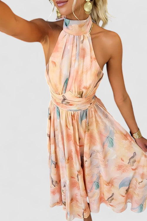 Olivia | Halter Neck Floral Wedding Guest Dress