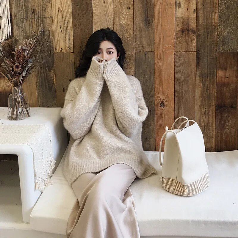 Olive | Oversized Fluffy Knit Jumper