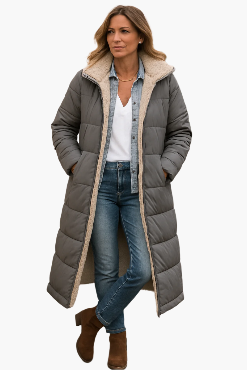 Evelyn | Long Hooded Puffer Jacket