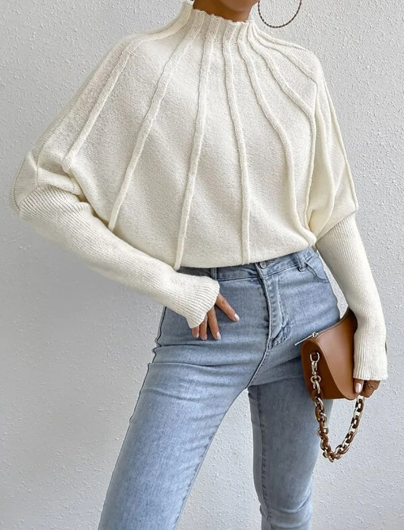 Vivienne | Sunburst Knit Mock Neck Jumper