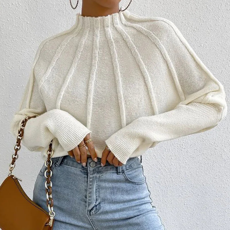 Vivienne | Sunburst Knit Mock Neck Jumper
