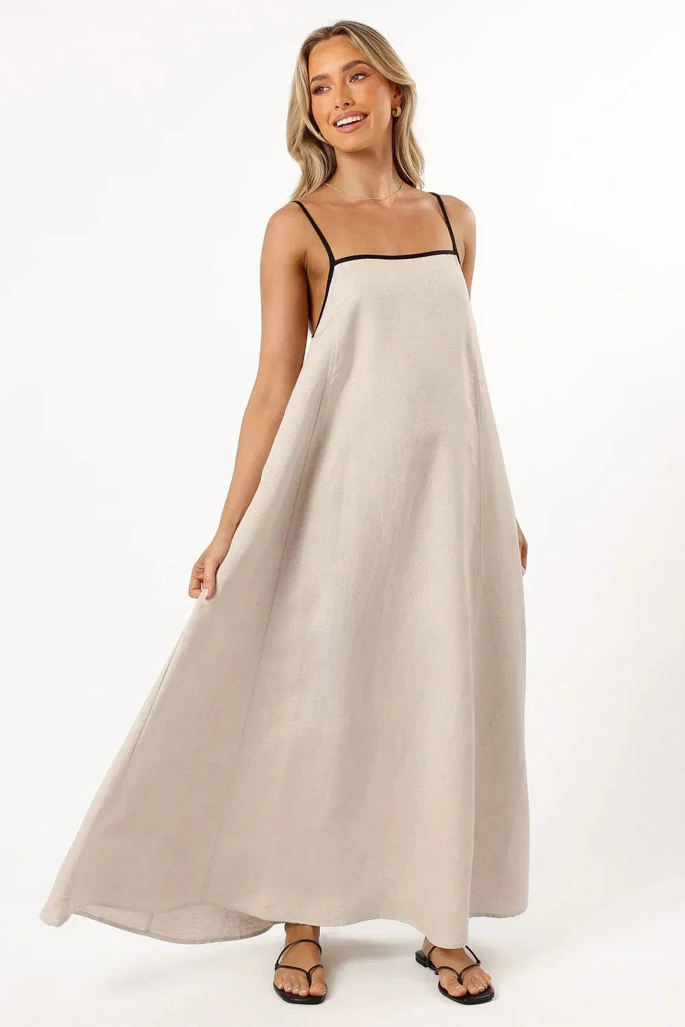 Willow | Linen Blend Maxi Dress Strappy A Line